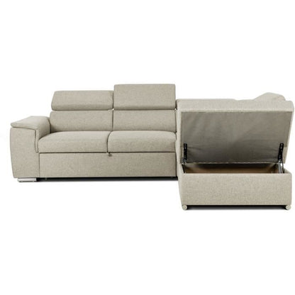 CASAPY DAYTONA Reversible hoekbank met commode - 5 plaatsen - Beige stof - 260 x 77 / 94 x 216 cm - Furniture > Benches