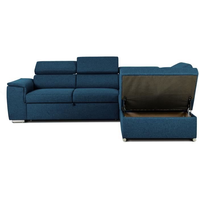 CASAPY DAYTONA Reversible hoekbank met commode - 5 plaatsen - Blauwe stof - 260 x 94 x 216 cm - Furniture > Benches