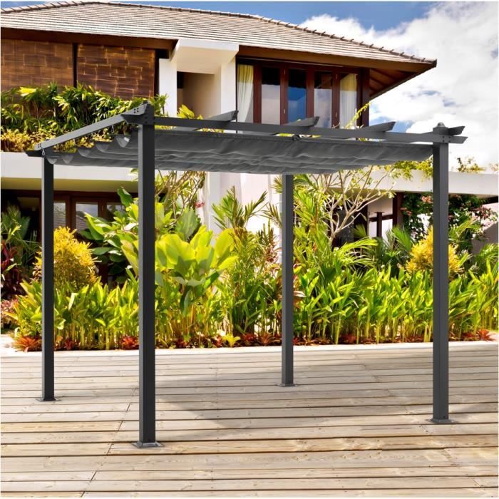 CORDOBA aluminum pergola - Gray - 3 x 3 m