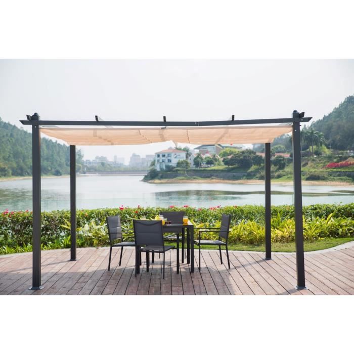 Aluminum pergola CORDOBA - Ecru - 4 x 3m