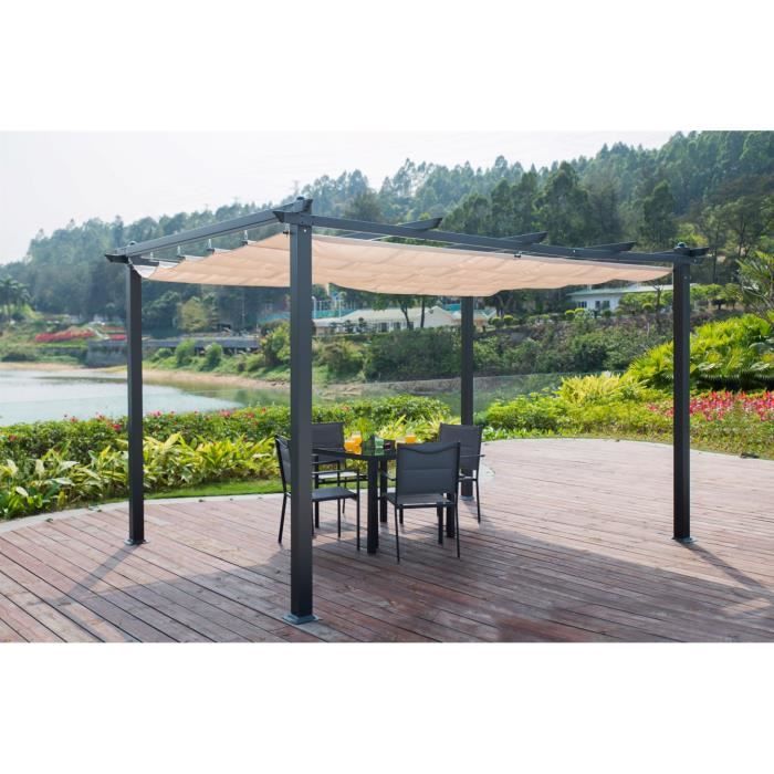 Aluminum pergola CORDOBA - Ecru - 4 x 3m
