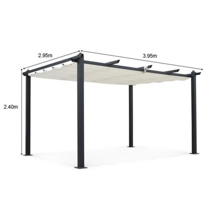 Aluminum pergola CORDOBA - Ecru - 4 x 3m