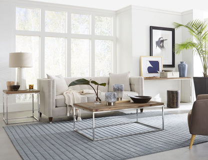 Modus Furniture International Ace Console Tafel van Teruggewonnen Vuren en Gepolijst Roestvrij Staal -