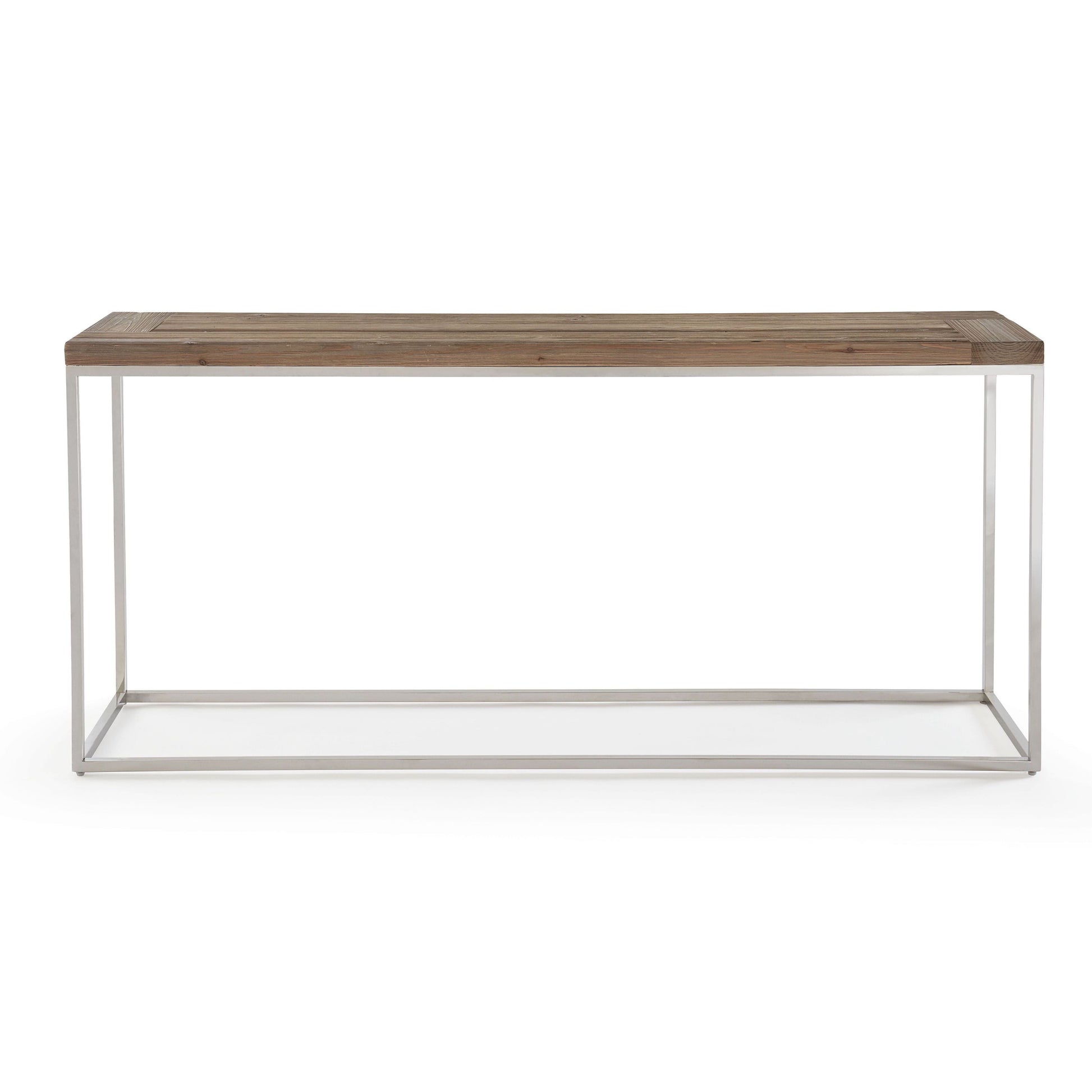 Modus Furniture International Ace Console Tafel van Teruggewonnen Vuren en Gepolijst Roestvrij Staal -
