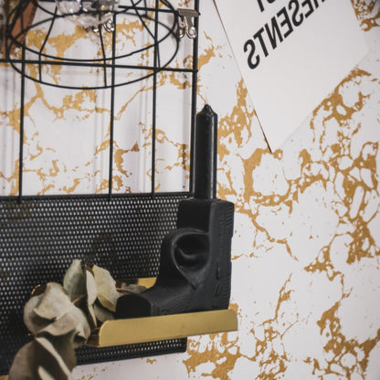 Housevitamin Kaarsenhouder - Geweer - Keramiek - Zwart - 12x5x12cm - Home & Garden > Decor > Home Fragrances > Candles