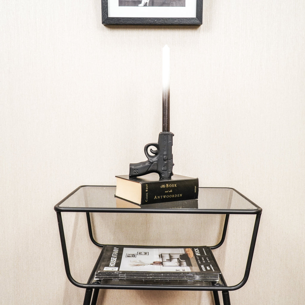 Housevitamin Kaarsenhouder - Geweer - Keramiek - Zwart - 12x5x12cm - Home & Garden > Decor > Home Fragrances > Candles