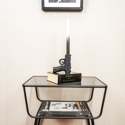 Housevitamin Kaarsenhouder - Geweer - Keramiek - Zwart - 12x5x12cm - Home & Garden > Decor > Home Fragrances > Candles