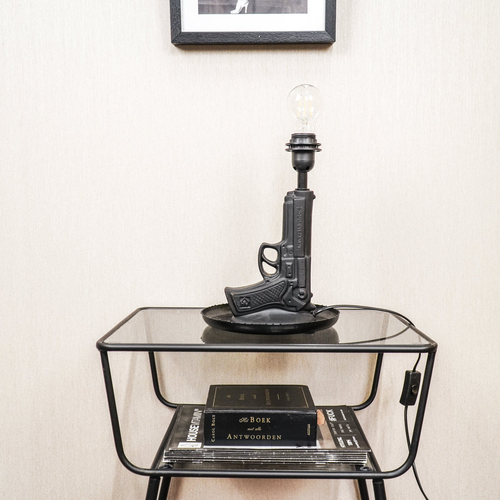 Housevitamin Tafellamp - Gun - Keramiek - Zwart - E27 - 15x9x32cm - Home & Garden > Decor