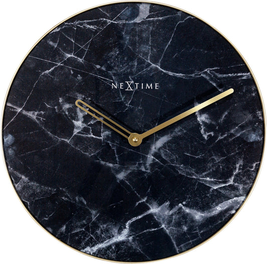 Wall clock - 40 cm - Glass / Metal - 'Marble' Wall clock NeXtime Clocks