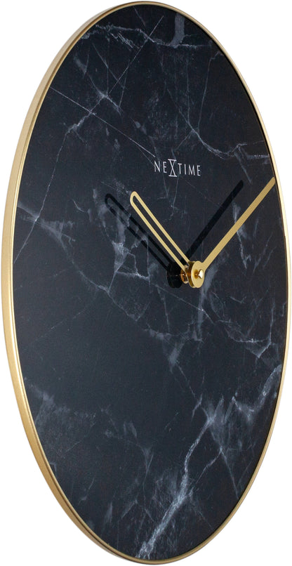Wall clock - 40 cm - Glass / Metal - 'Marble' Wall clock NeXtime Clocks