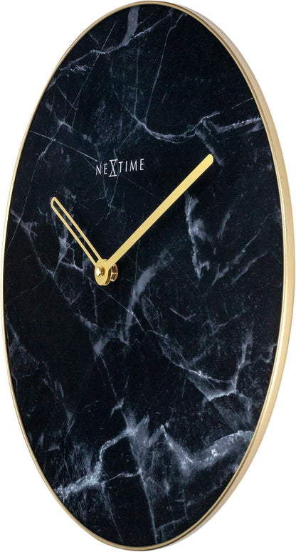 Wall clock - 40 cm - Glass / Metal - 'Marble' Wall clock NeXtime Clocks