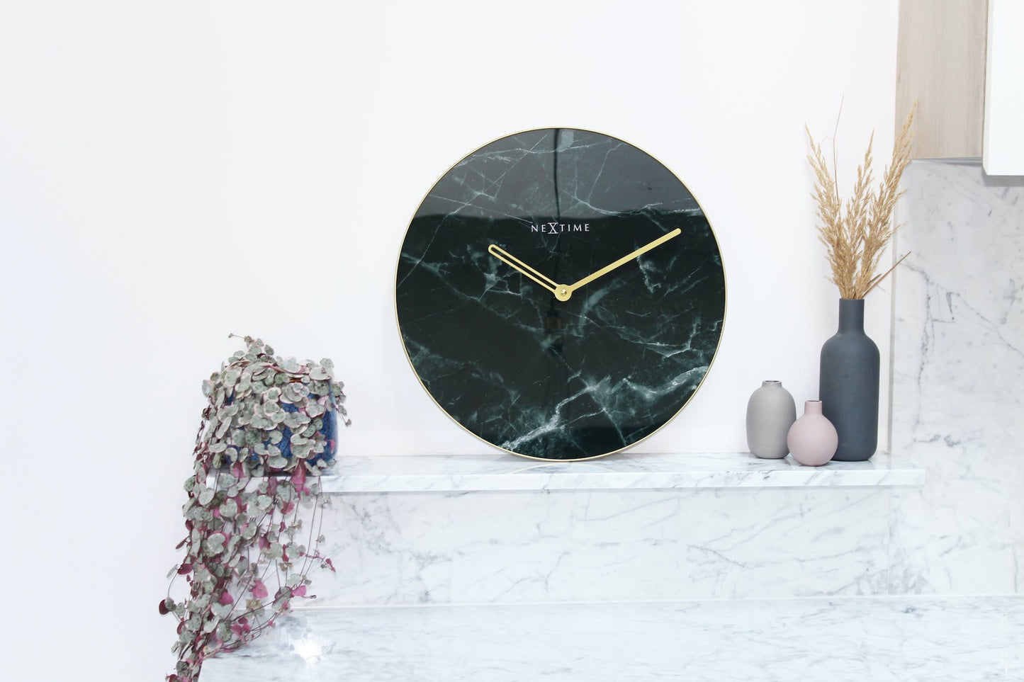 Wall clock - 40 cm - Glass / Metal - 'Marble' Wall clock NeXtime Clocks