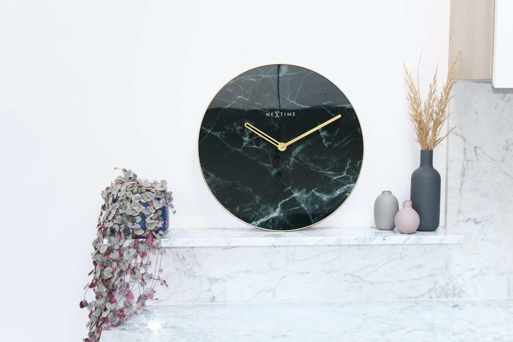 Wall clock - 40 cm - Glass / Metal - 'Marble' Wall clock NeXtime Clocks