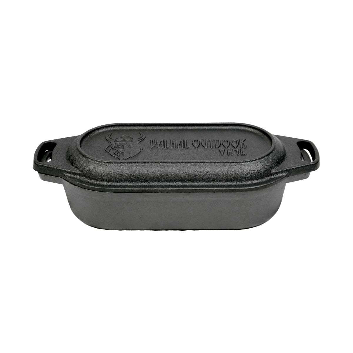 Valhal Nederlandse Oven Braadpan Gietijzer met Grill Deksel Ovaal 1 Liter -