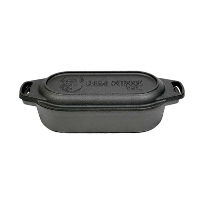 Valhal Nederlandse Oven Braadpan Gietijzer met Grill Deksel Ovaal 1 Liter -