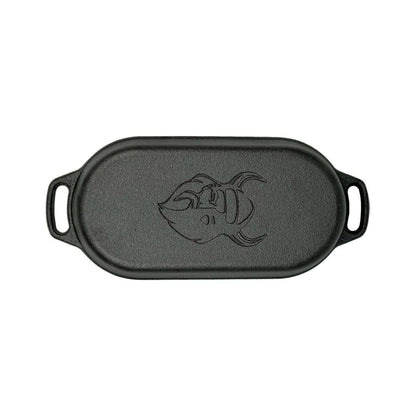 Valhal Nederlandse Oven Braadpan Gietijzer met Grill Deksel Ovaal 1 Liter -