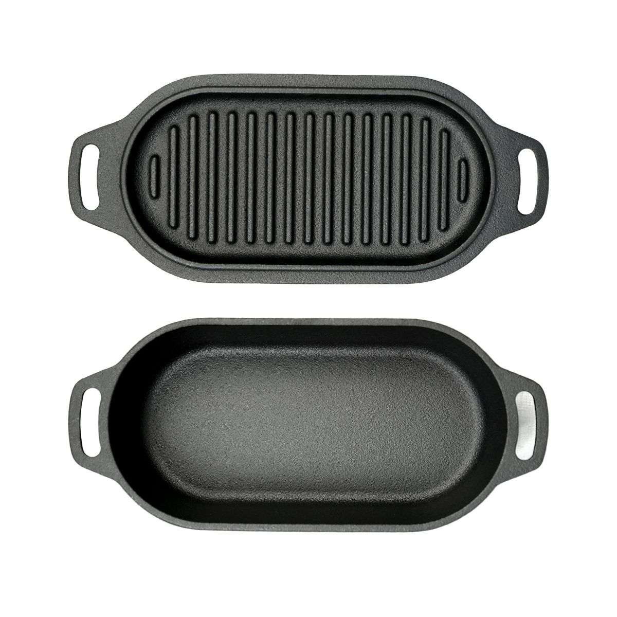 Valhal Nederlandse Oven Braadpan Gietijzer met Grill Deksel Ovaal 1 Liter -