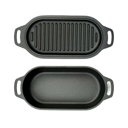 Valhal Nederlandse Oven Braadpan Gietijzer met Grill Deksel Ovaal 1 Liter -