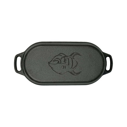 Valhal Nederlandse Oven Braadpan Gietijzer met Grill Deksel Ovaal 1 Liter -