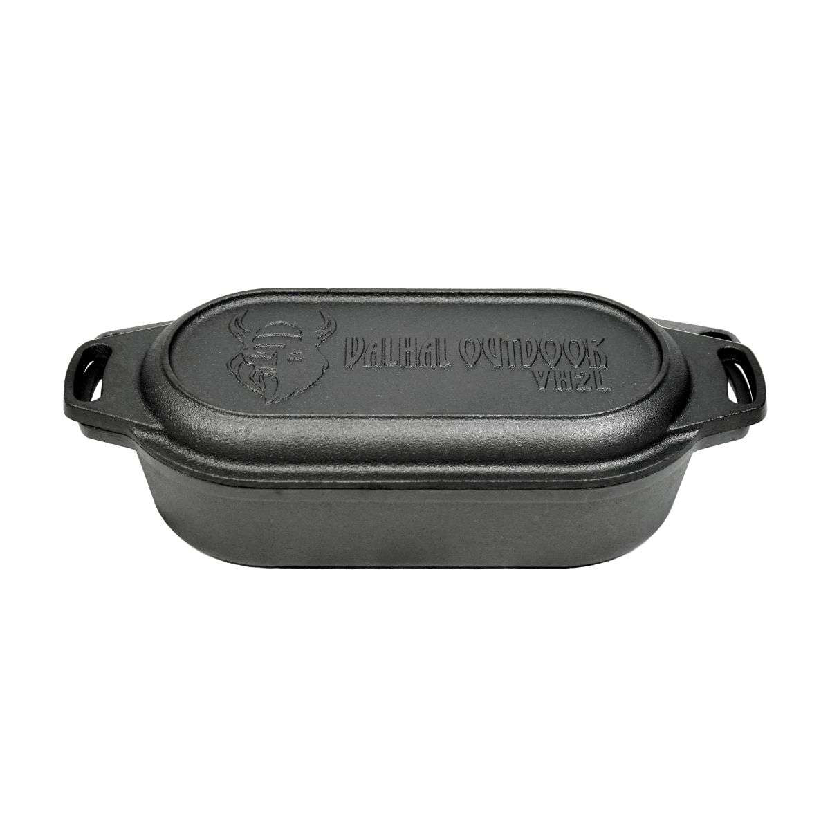 Valhal Nederlandse Oven Braadpan Gietijzer met Grill Deksel Ovaal 2 Liter -