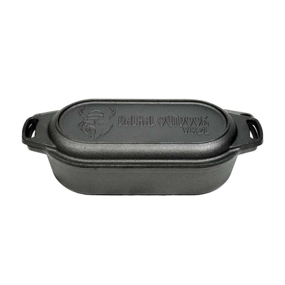 Valhal Nederlandse Oven Braadpan Gietijzer met Grill Deksel Ovaal 2 Liter -