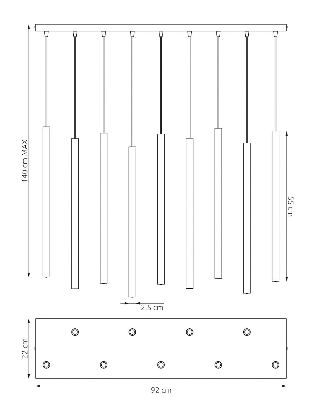 Hanglamp SELTER 9 MOKKA