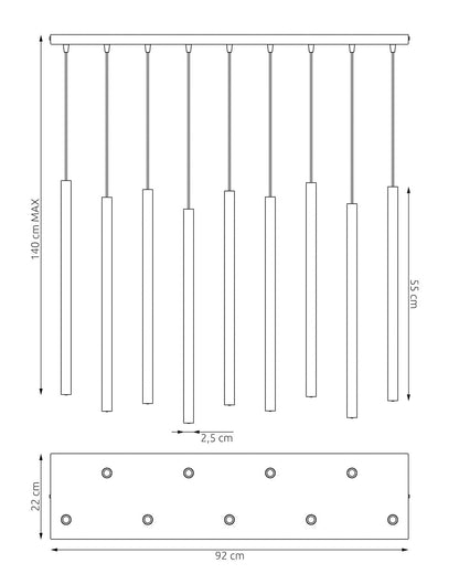 Hanglamp SELTER 9 MOKKA