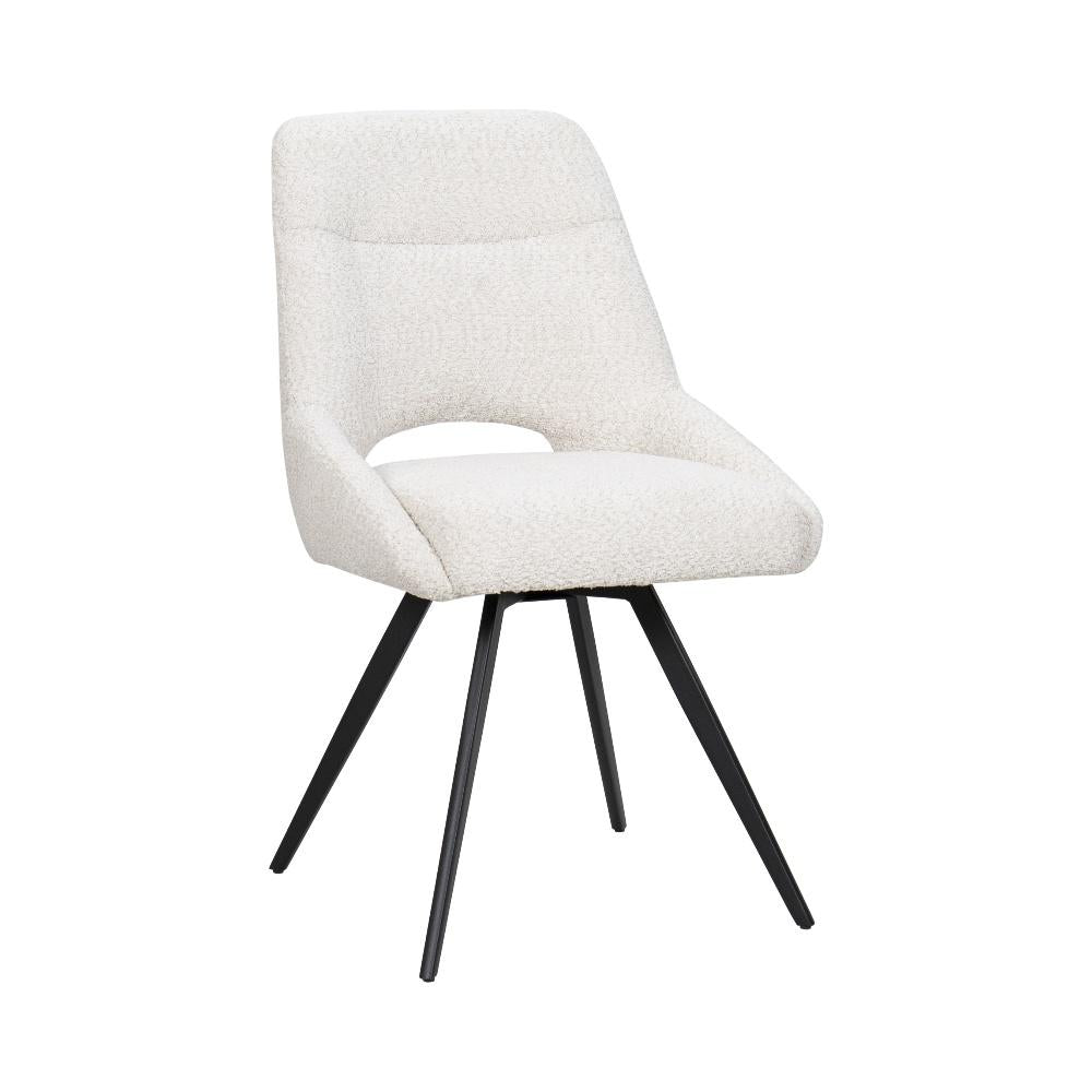 BukkitBow – Eetkamerstoel / Keukenstoel - Geschikt als Make-up Stoel - Chenille Stof & Metalen Onderstel Beige 1 Beige 1 Eetkamerstoel BukkitBow