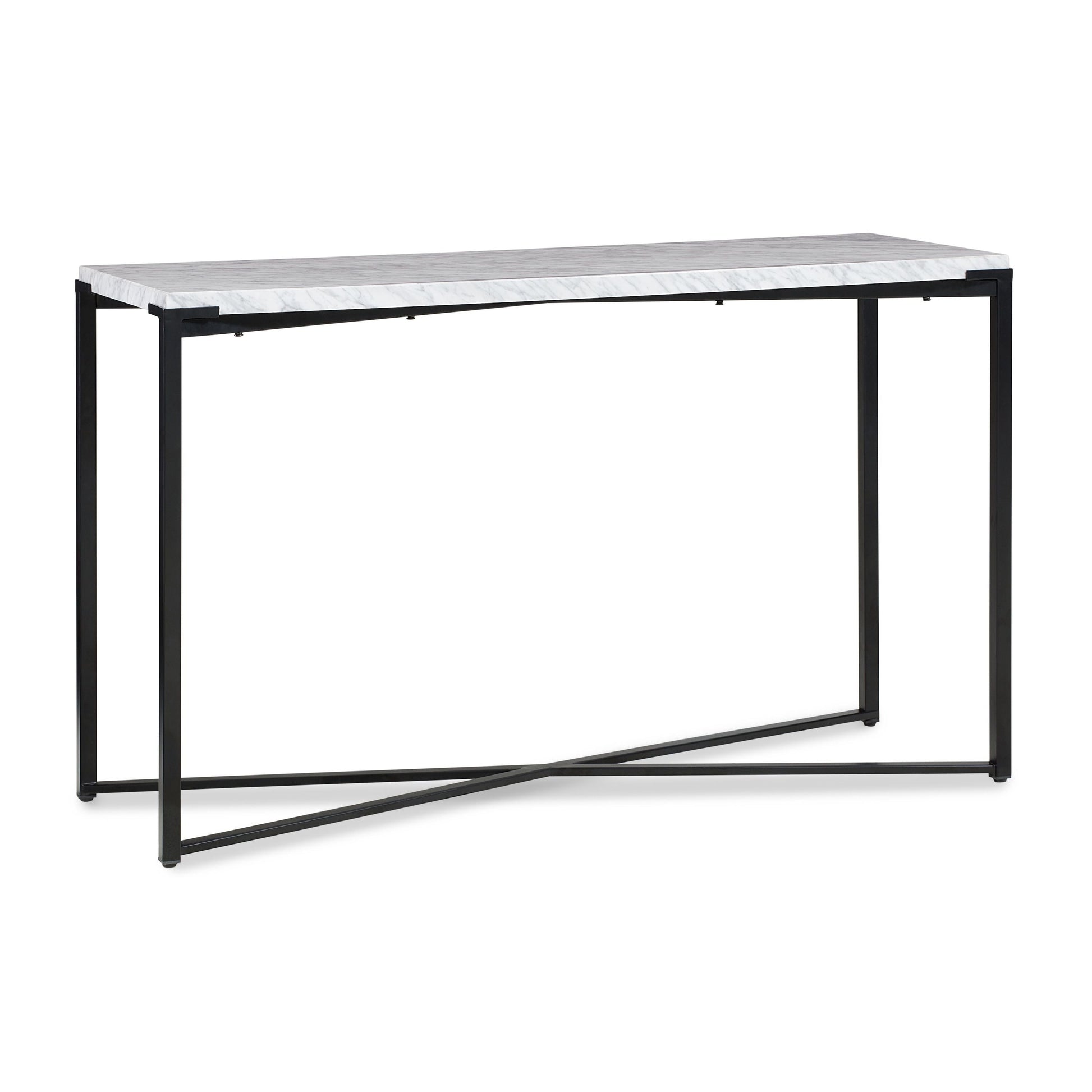 Modus Furniture International Saxon Console Tafel in Carrara Marmer en Mat Zwart -