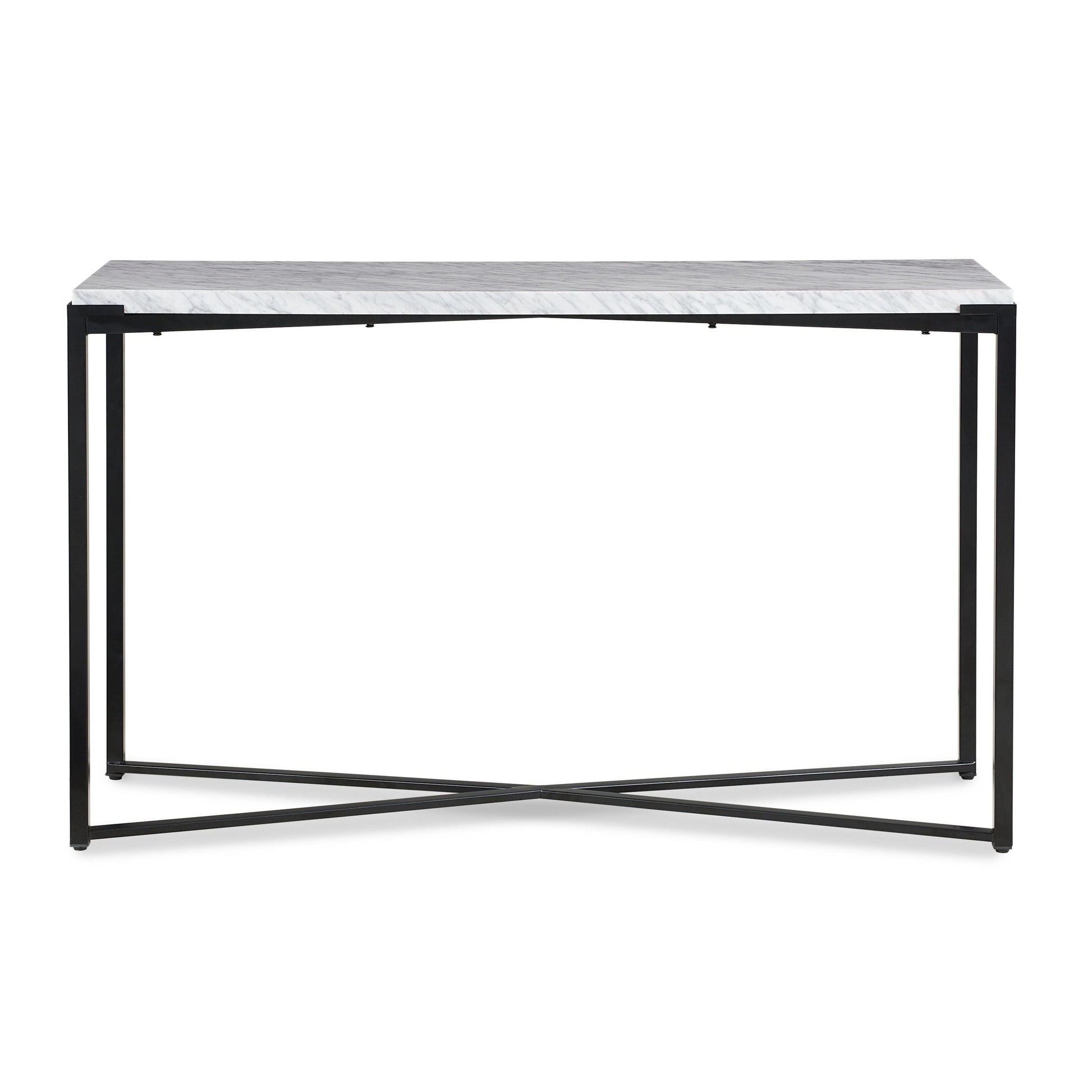Modus Furniture International Saxon Console Tafel in Carrara Marmer en Mat Zwart -