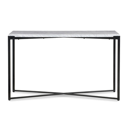 Modus Furniture International Saxon Console Tafel in Carrara Marmer en Mat Zwart -