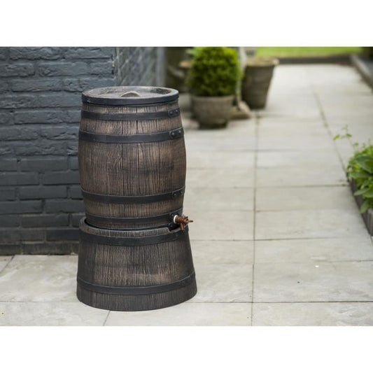 Barrel-shaped water collection tray - NATURE - Rotationally moulded PE - 50 litres - Including accessories