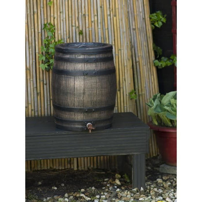 Barrel-shaped water collection tray - NATURE - Rotationally moulded PE - 50 litres - Including accessories