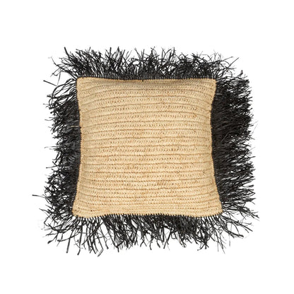 Bazar Bizar De Raffia Kussenhoes Vierkant - Natuurlijk Zwart - 40x40 - Home & Garden > Decor > Throw Pillows