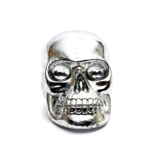 De schedelkop van hars, zilver, maat S