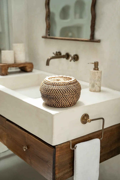 De Colonial Peek-a-Boo-mand - naturel bruin - S