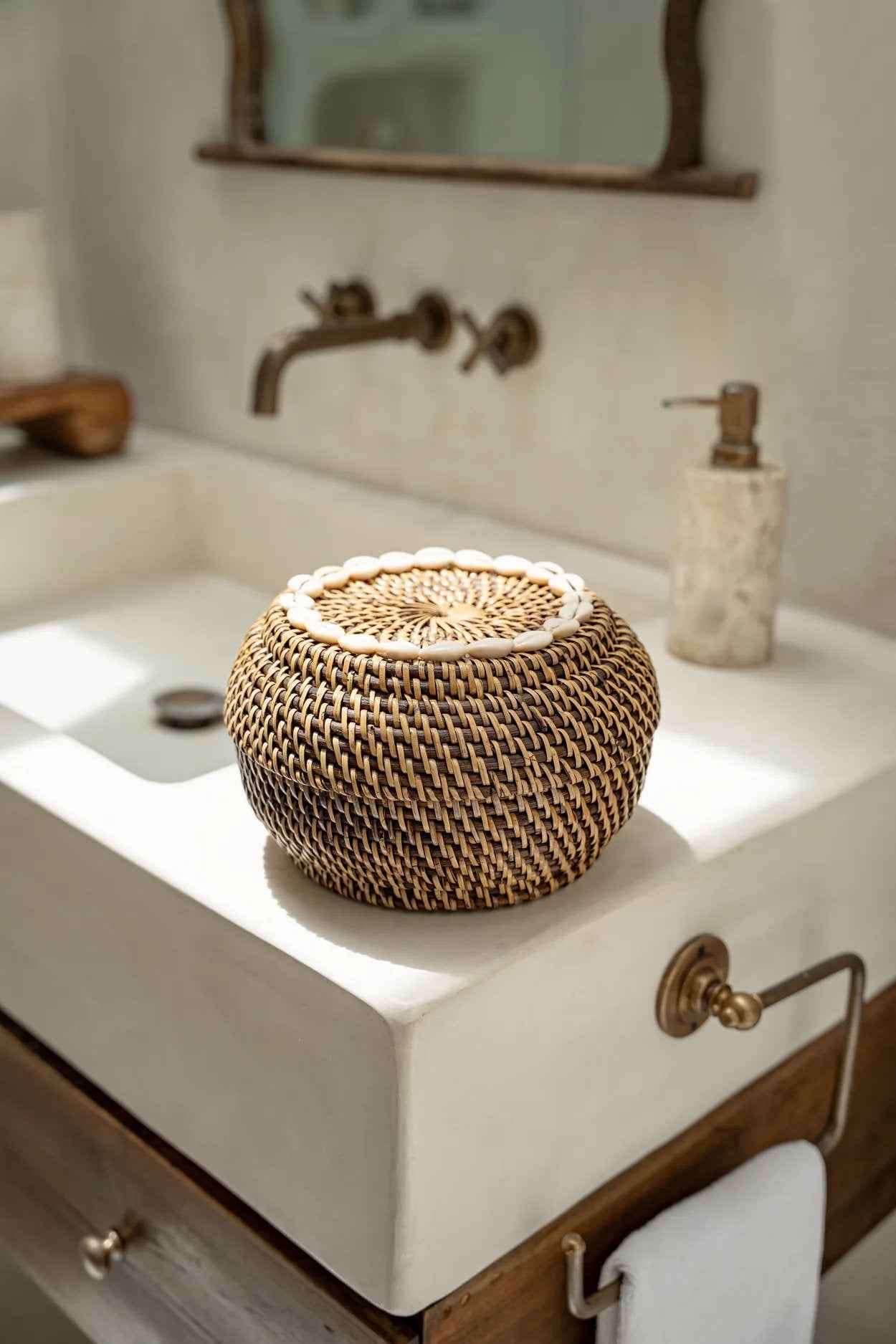 De Colonial Peek-a-Boo-mand - naturel bruin - S