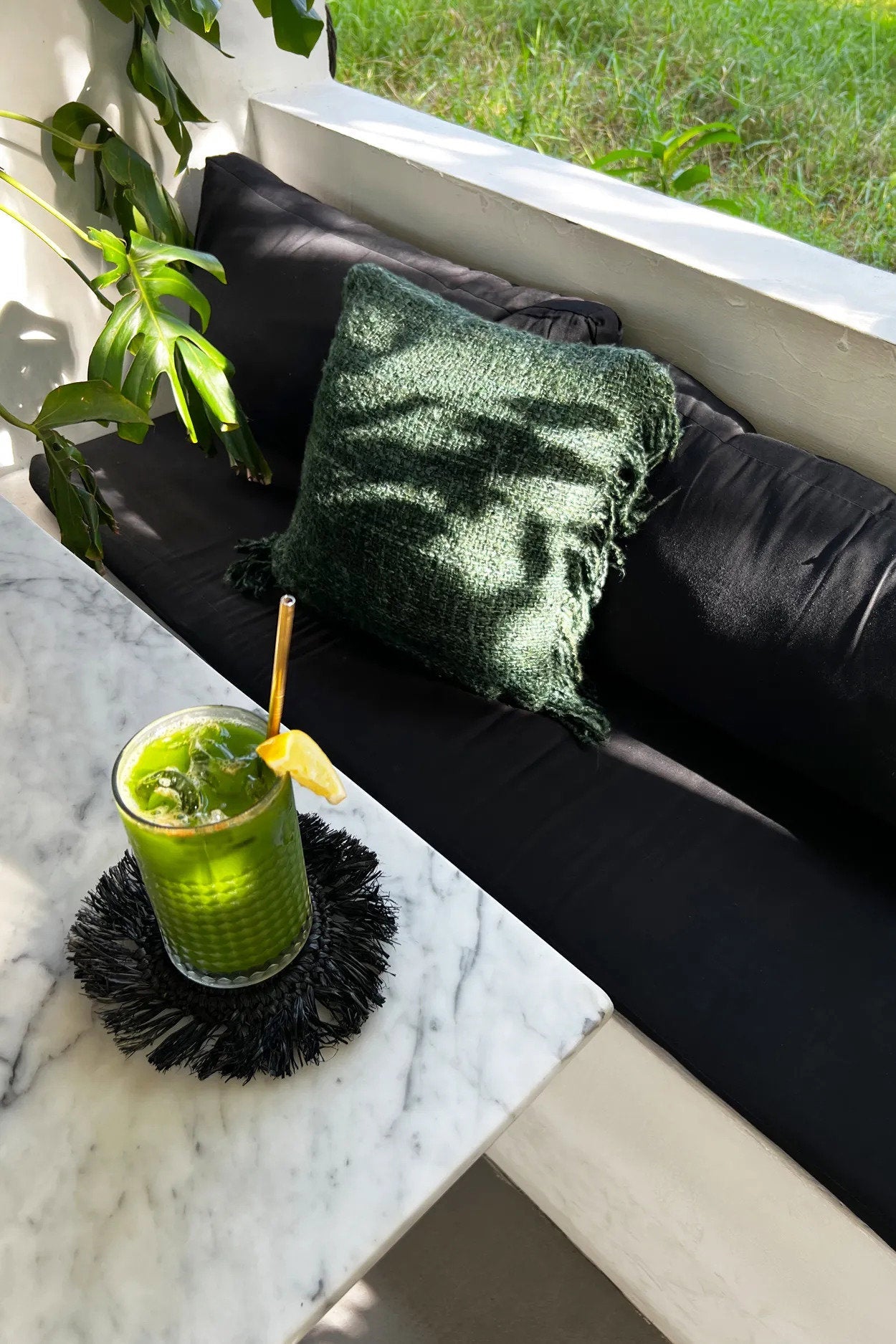 Bazar Bizar De Fringe Raffia Onderzetter - Zwart - Home & Garden > Kitchen & Dining > Tableware > Trivets onderzetter