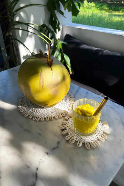 Bazar Bizar De Zeegras Schelp Onderzetter - Wit - Home & Garden > Kitchen & Dining > Barware > Coasters