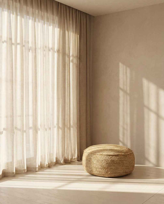 De Raffia Flores Poef - Naturel