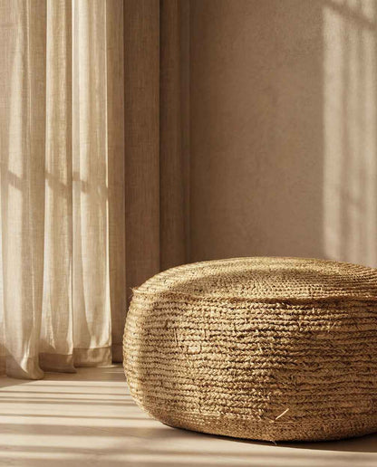 De Raffia Flores Poef - Naturel