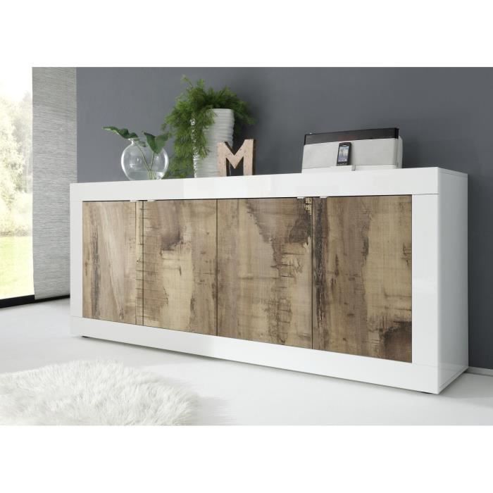 Sideboard - BASICO - 4 doors - White oak decor Pero - 207 x 86 x 43 cm
