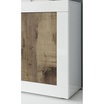 Sideboard - BASICO - 4 doors - White oak decor Pero - 207 x 86 x 43 cm