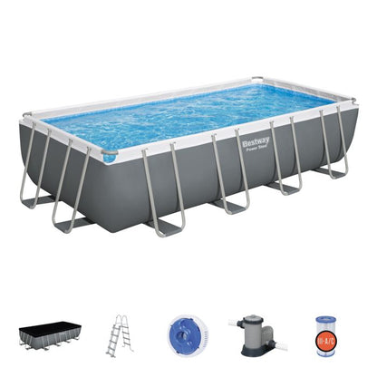 Bestway Power Steel 549x274x122 cm tubular above-ground pool with 5.678 L/H cartridge filter, cover and ladder