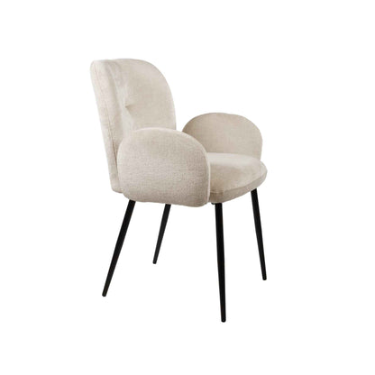 Bobby eetkamerstoel - met armleuningen - Perfecte Harmonie - Ivoor 02 (set van 2)