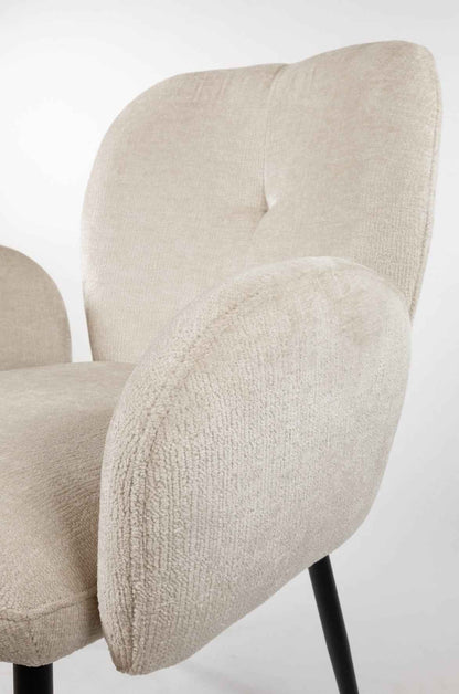 Bobby eetkamerstoel - met armleuningen - Perfecte Harmonie - Ivoor 02 (set van 2)