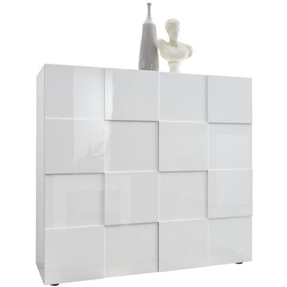 Dressoir - MILANO - 2 deuren - Glanzend wit gelakt - 121 x 42 x 111 cm - Daza-living