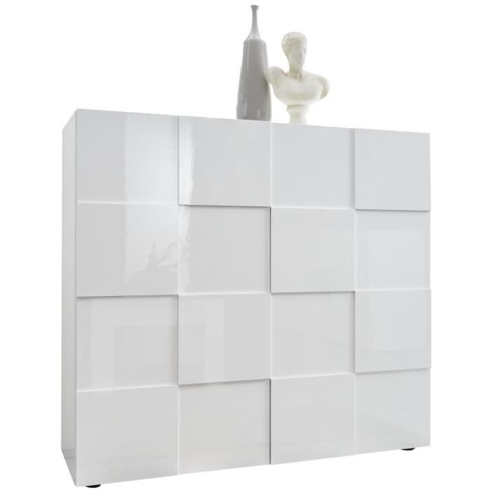 Dressoir - MILANO - 2 deuren - Glanzend wit gelakt - 121 x 42 x 111 cm - Daza-living