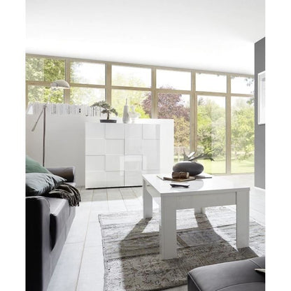 Dressoir - MILANO - 2 deuren - Glanzend wit gelakt - 121 x 42 x 111 cm - Daza-living