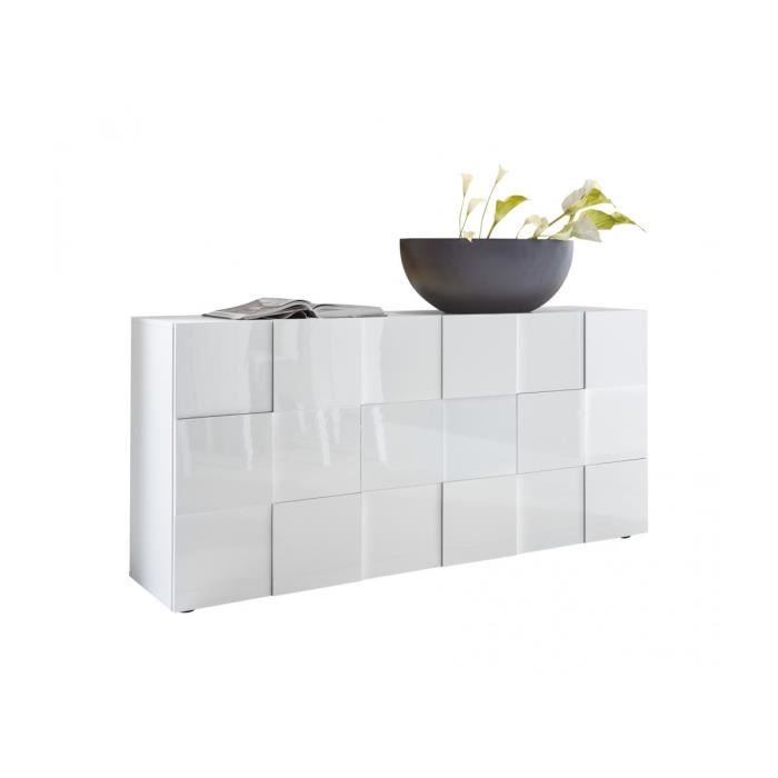 Dressoir met 3 deuren - Wit glanzend gelakt - L181xP42xH84 cm - MILANO - Daza-living